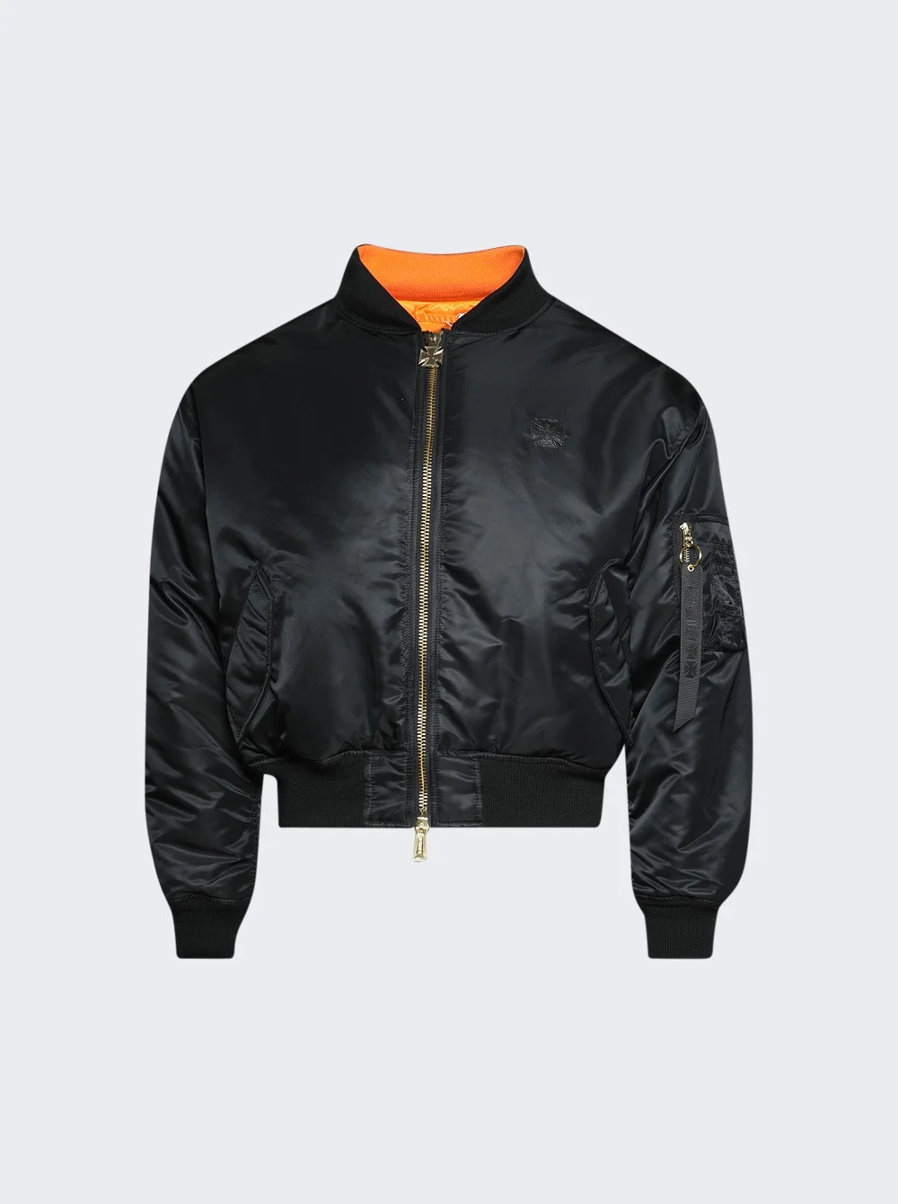 Leather Crosses Bomber Jacket Black - 1