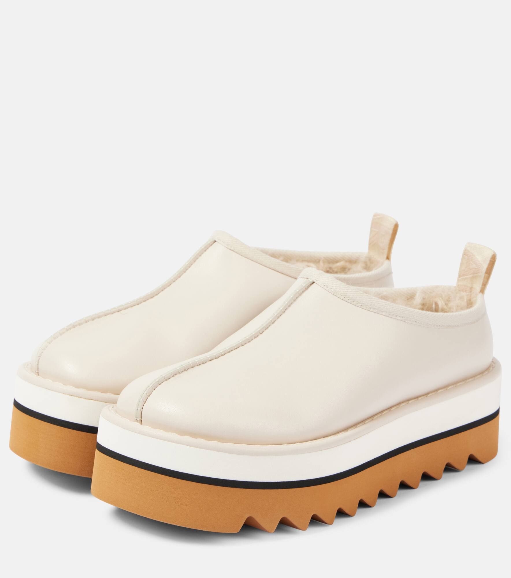 Sneak-Elyse faux fur-lined faux leather mules - 4