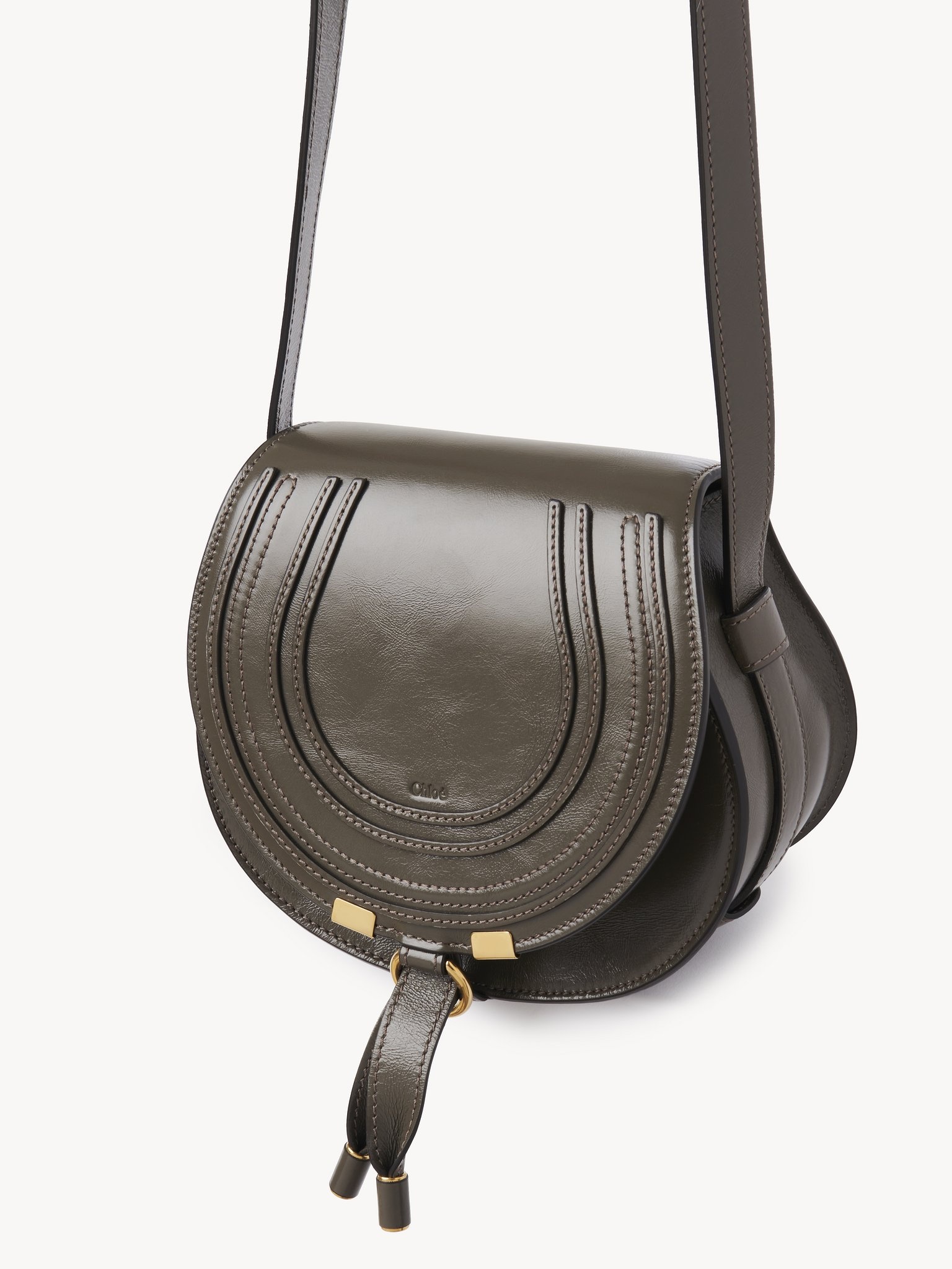 SMALL MARCIE SADDLE BAG IN SHINY LEATHER - 3