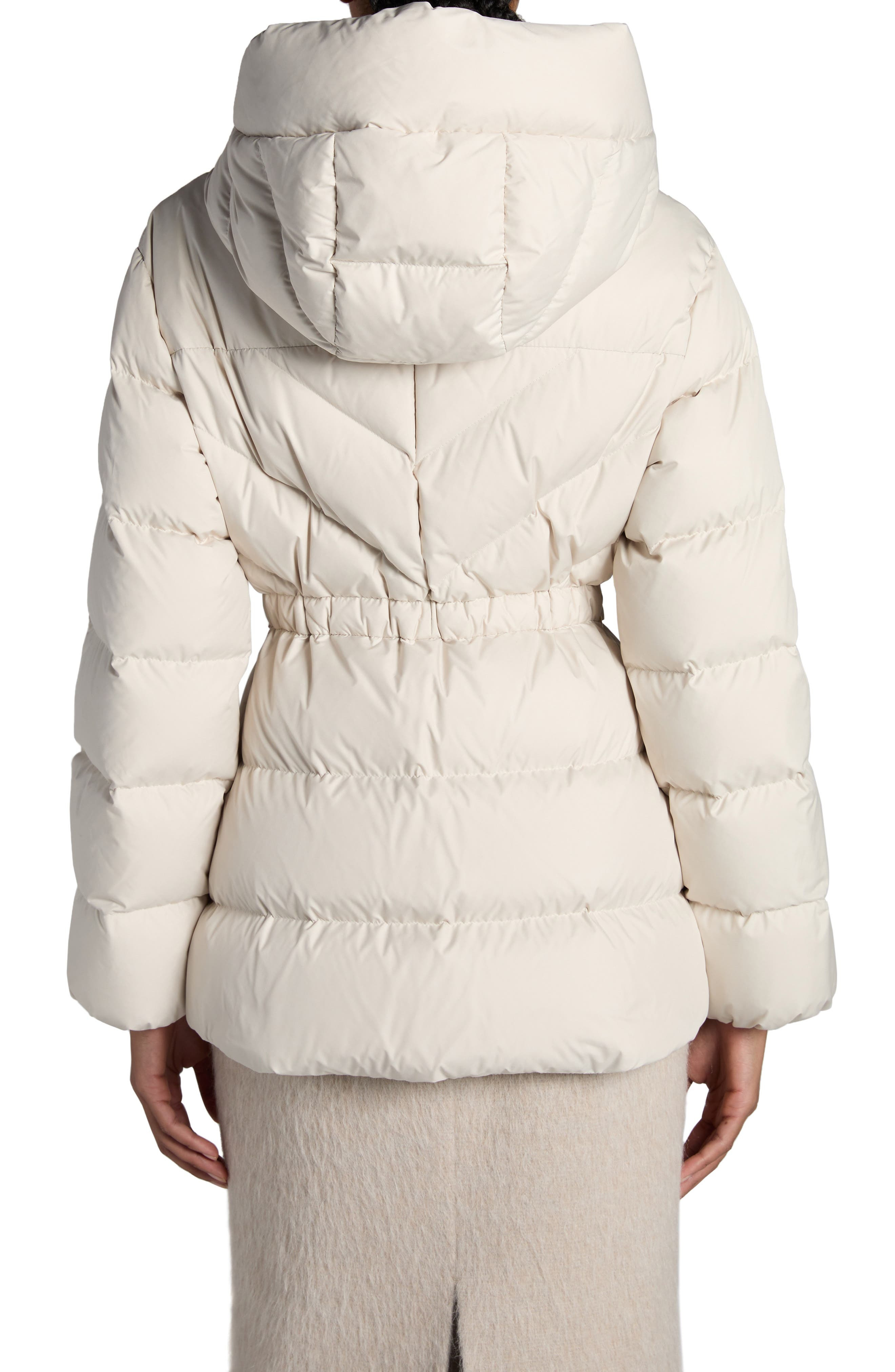Moncler Brosse Belted Puffer Jacket in White at Nordstrom - 3