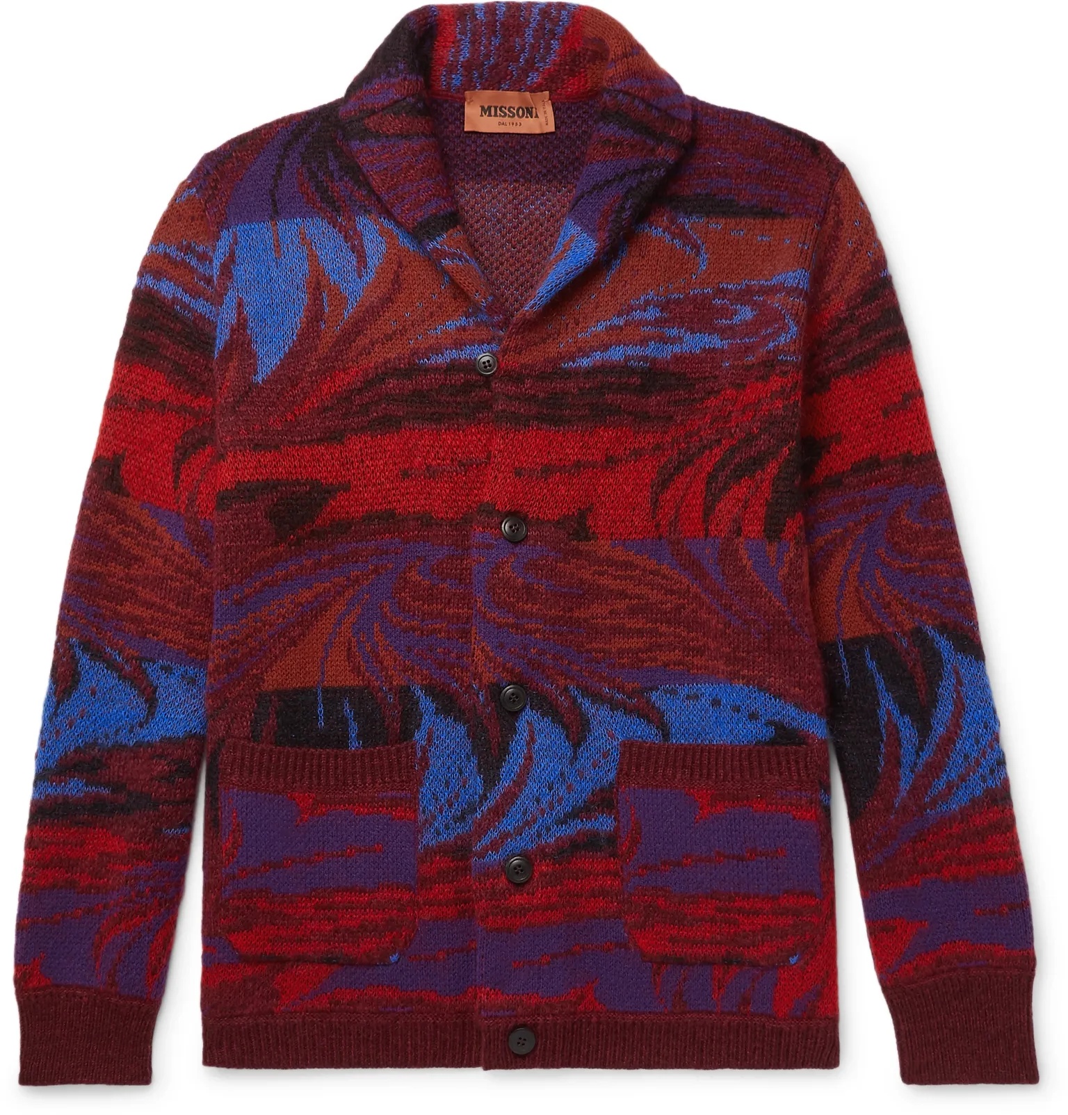 Shawl-Collar Wool-Blend Jacquard Cardigan - 1