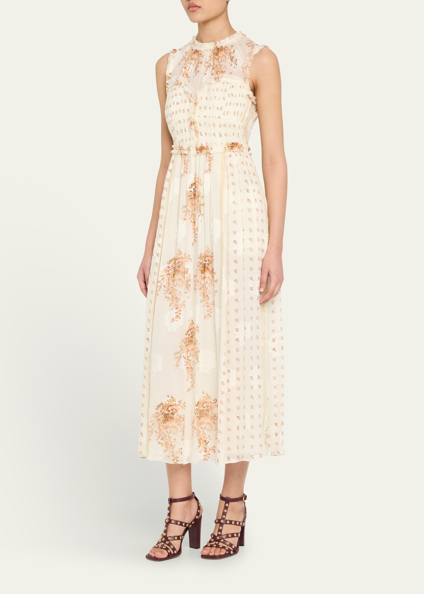 Kasia Sleeveless Floral Silk Midi Dress - 4