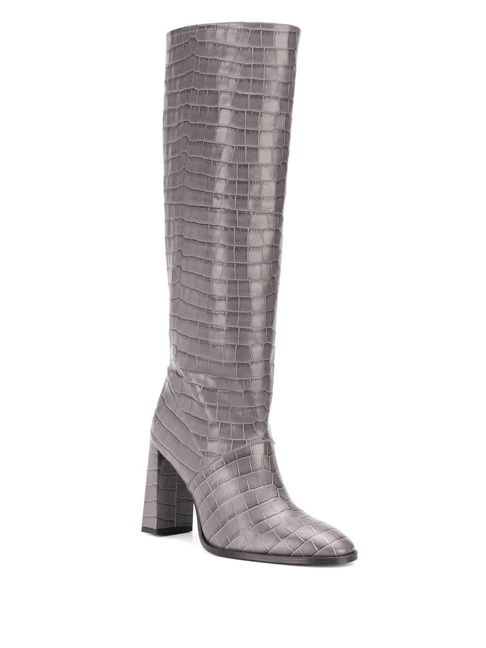 knee-length croc effect boots - 2