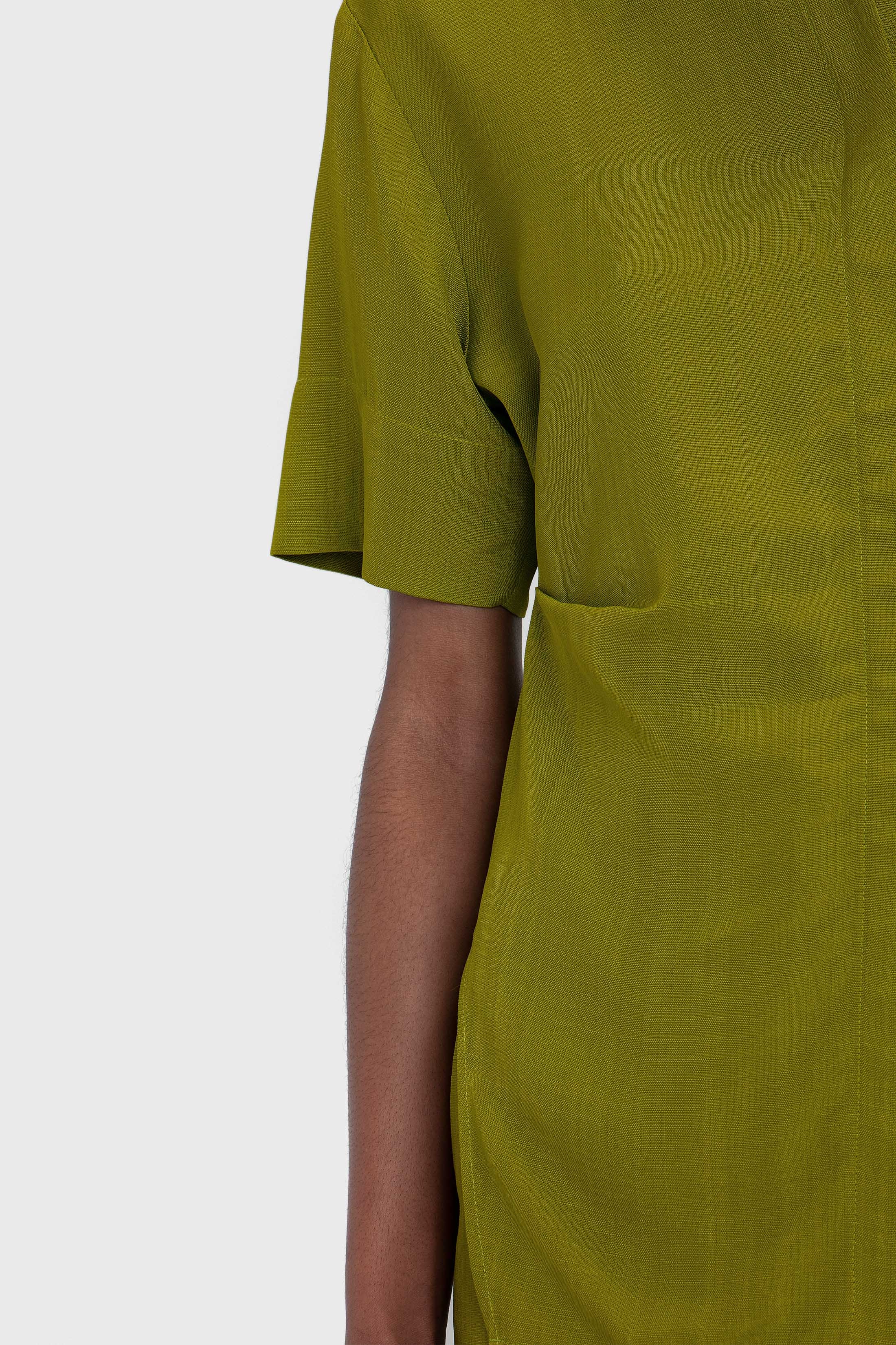 Fitted Short Sleeve Shirt In Parrot Green - 7