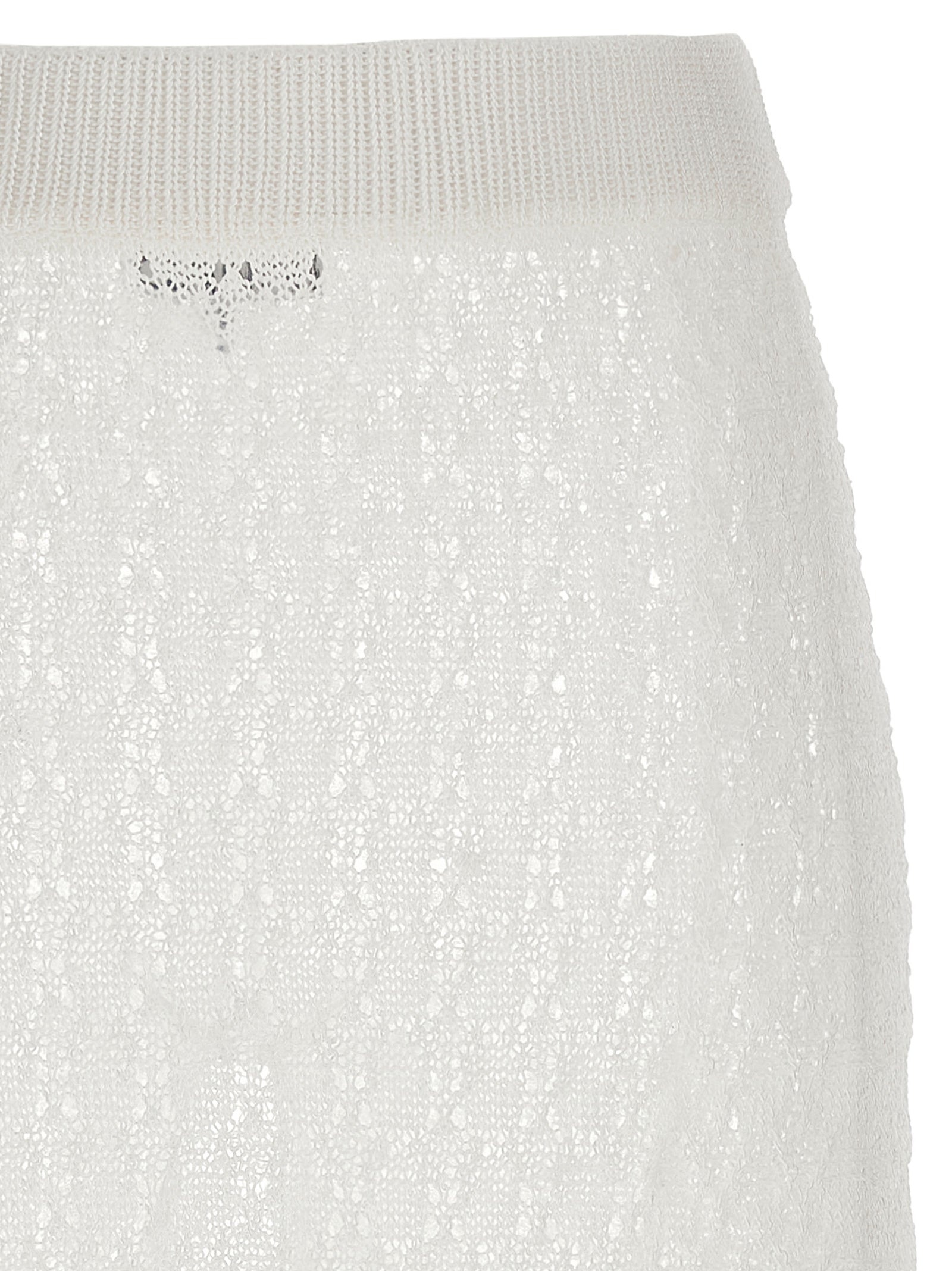 Shiny Pointelle Knit Skirts White - 3