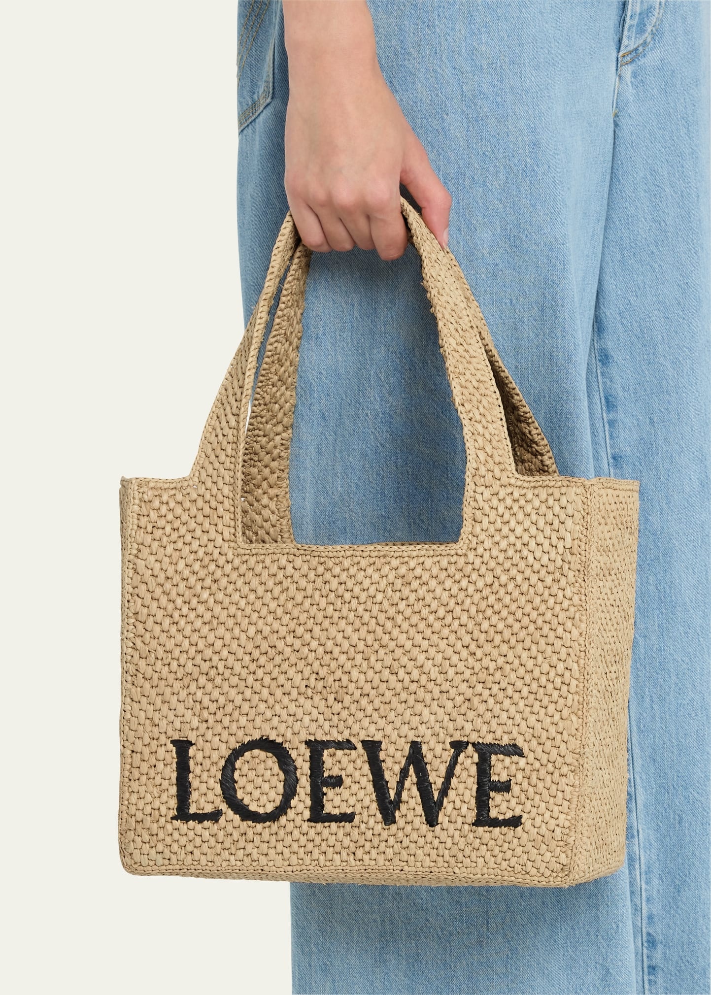 x Paula’s Ibiza Logo Medium Raffia Tote Bag - 2