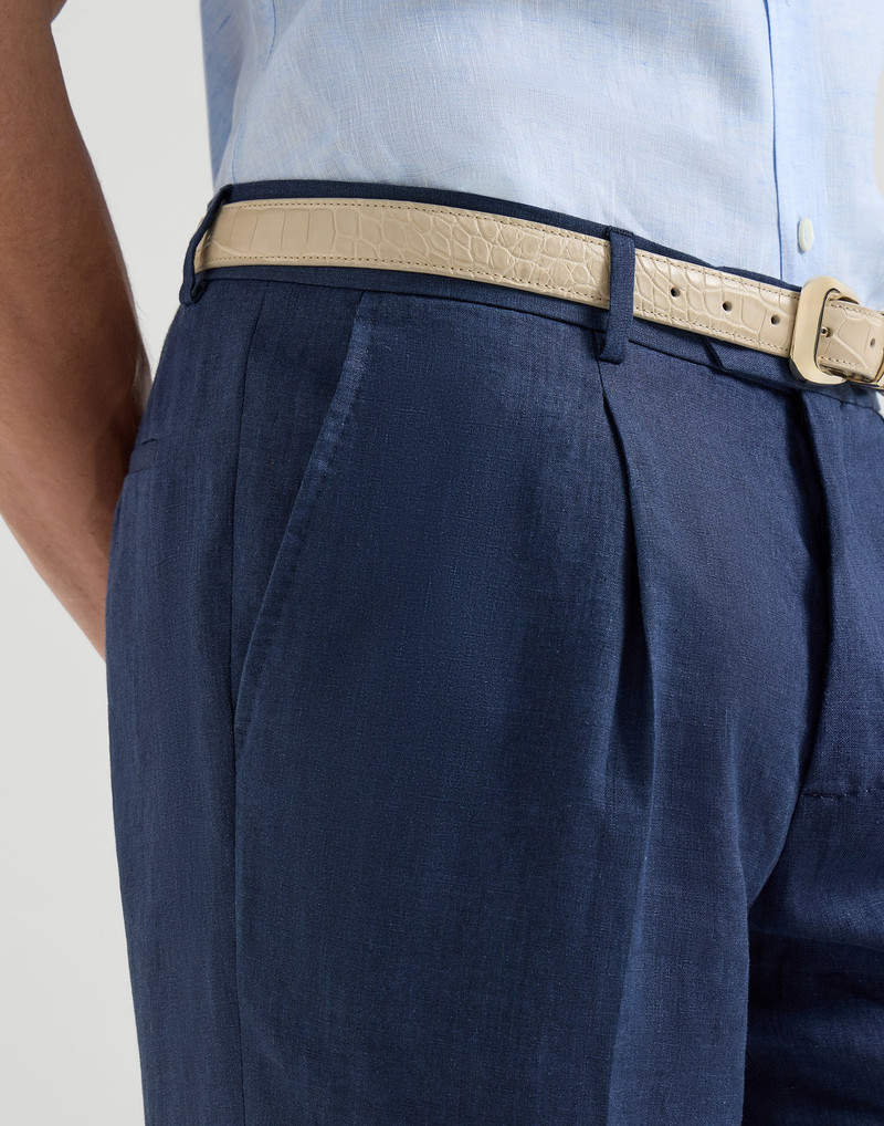 Délavé linen trousers with pleat 4