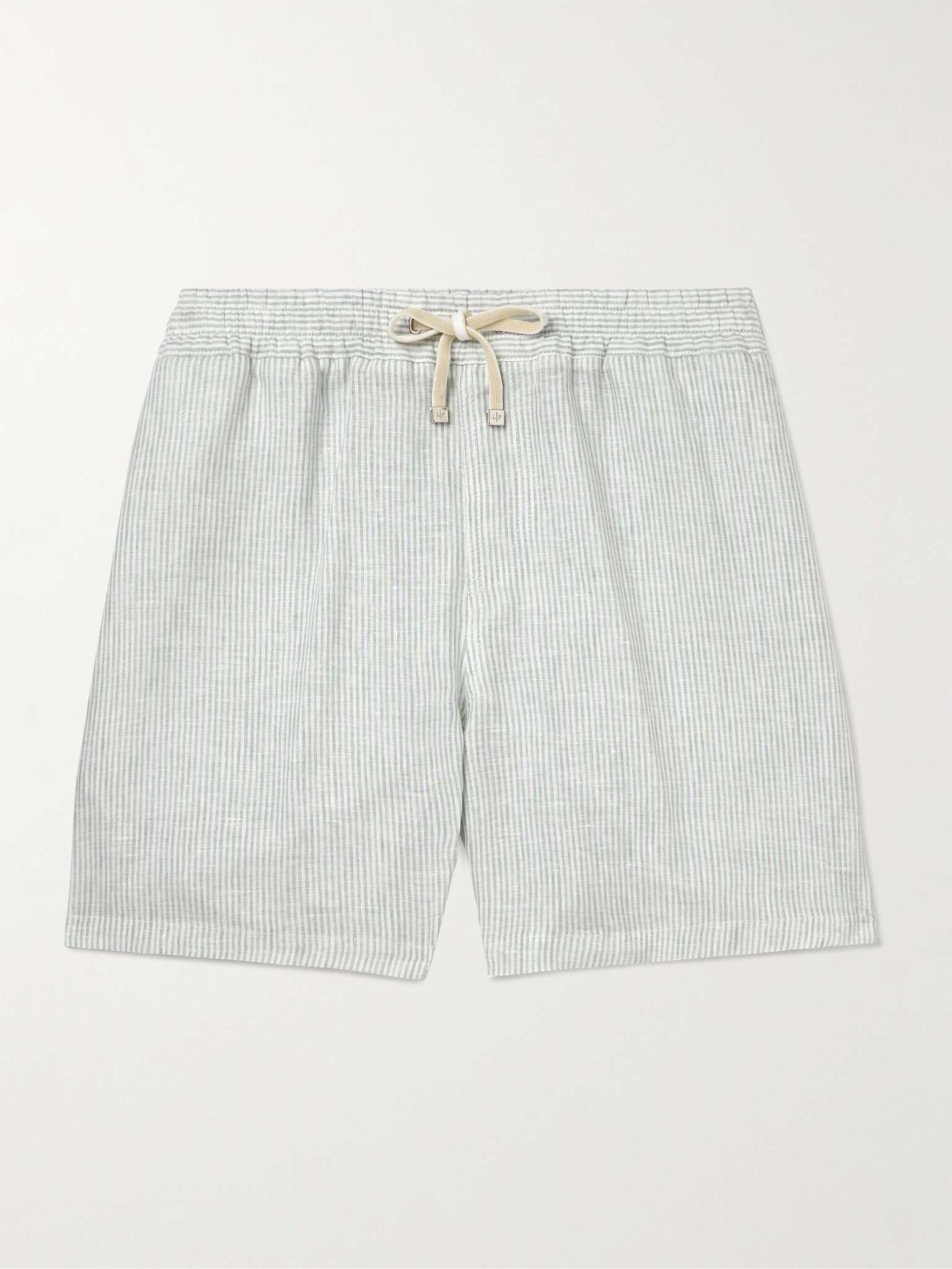Straight-Leg Striped Linen Drawstring Shorts - 1