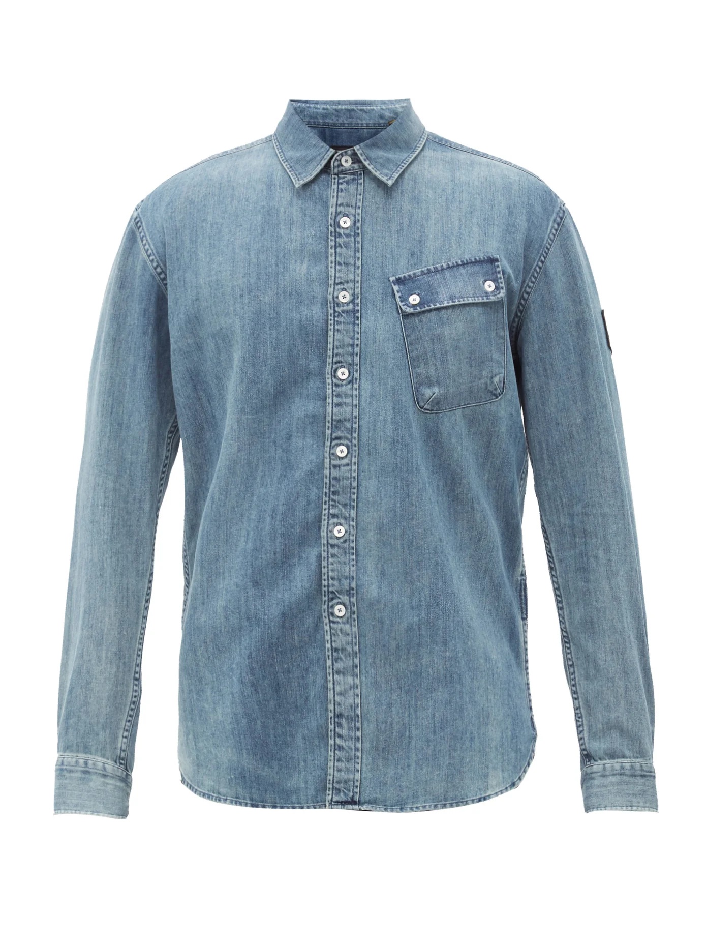 Pitch slanted-pocket cotton-denim shirt - 1