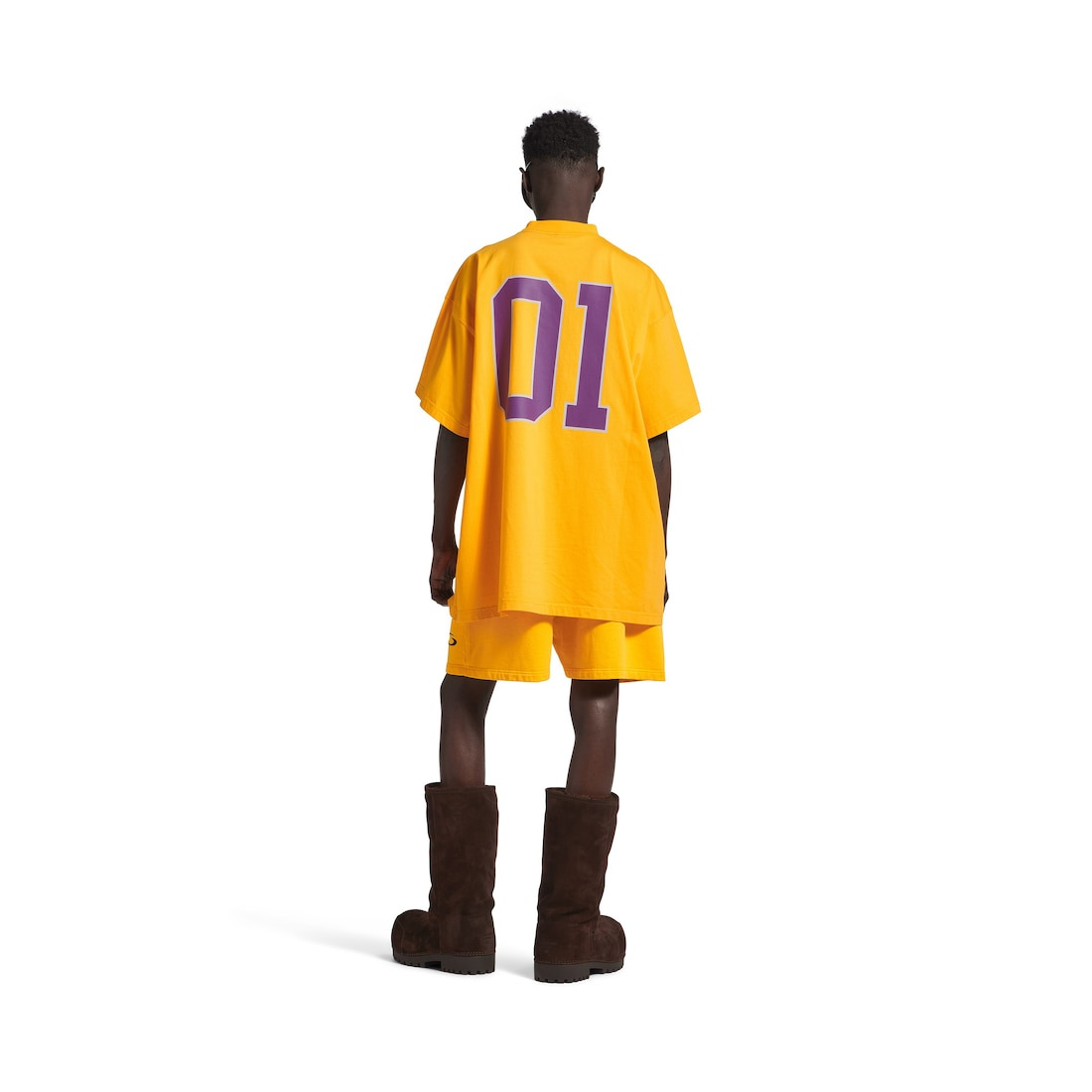 Men's Basketball Oversized T-shirt in Deep Purple/yellow - 4