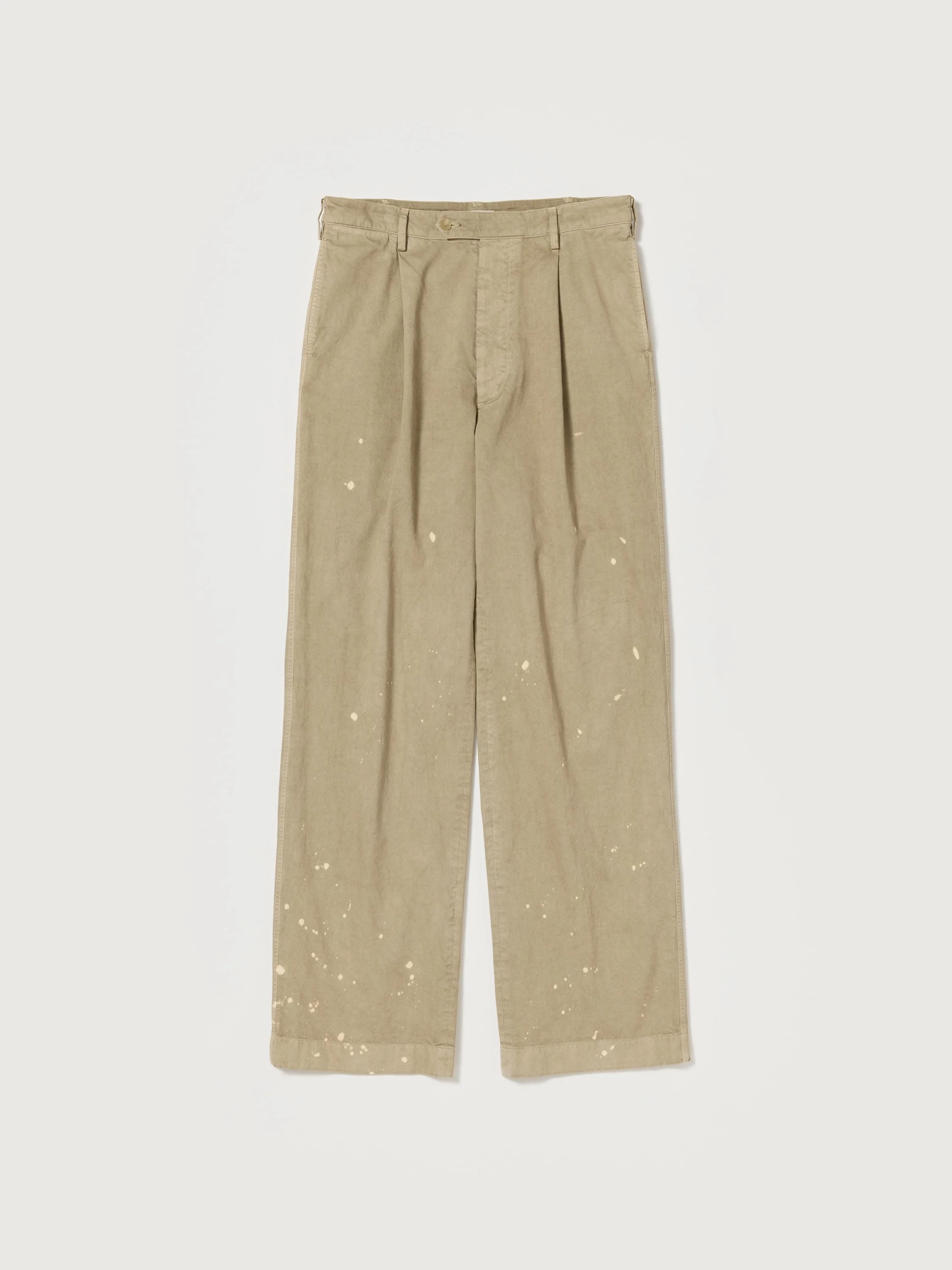 GARMENT-DYED FINX LIGHT CHINO ONE-TUCK WIDE PANTS - 1