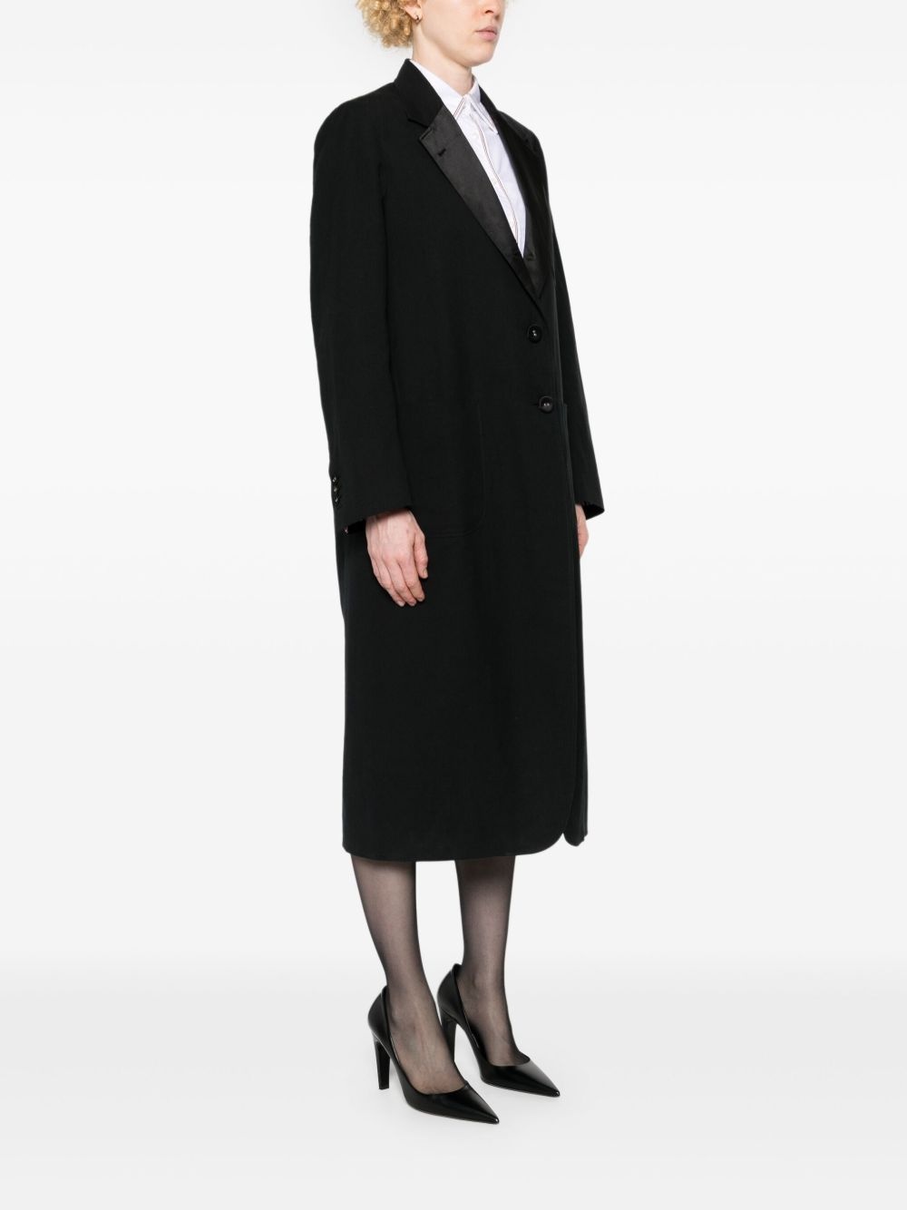 slub-texture single-breasted coat - 3