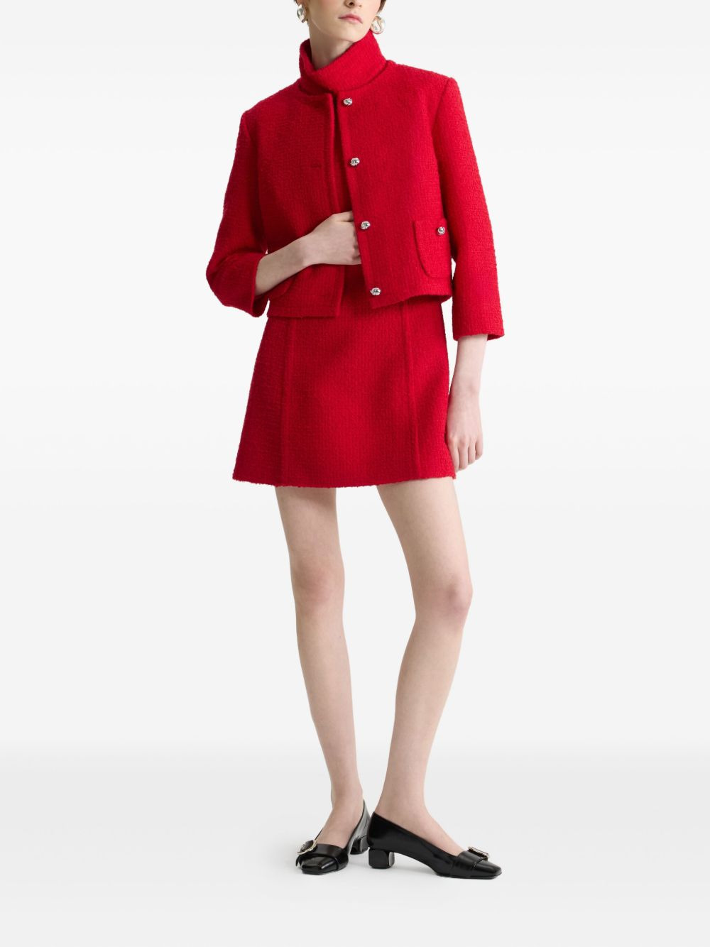 collarless tweed jacket - 2