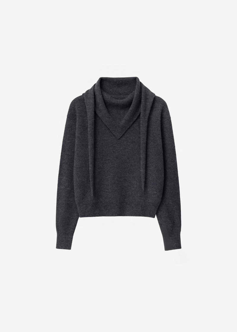 Vermont Scarf Sweater - Charcoal 1