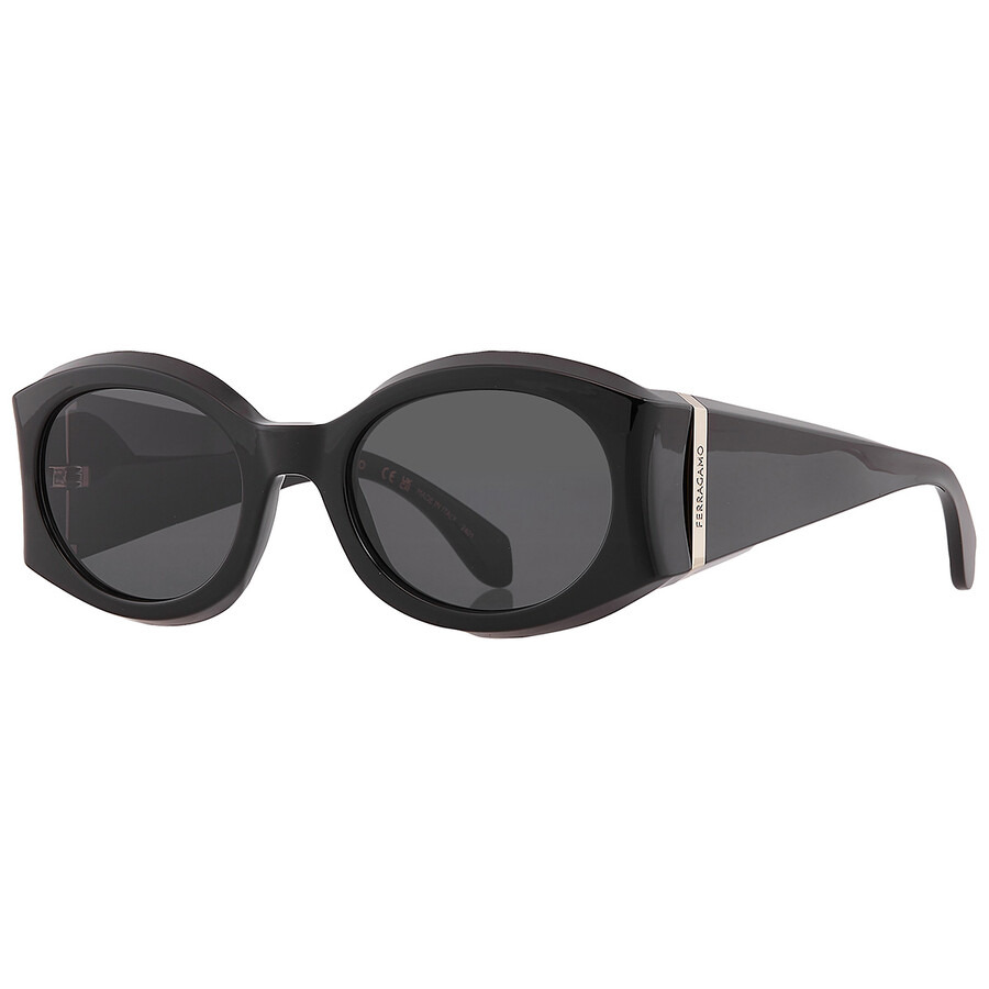Salvatore Ferragamo Dark Grey Oval Ladies Sunglasses SF2008S 001 55 - 3