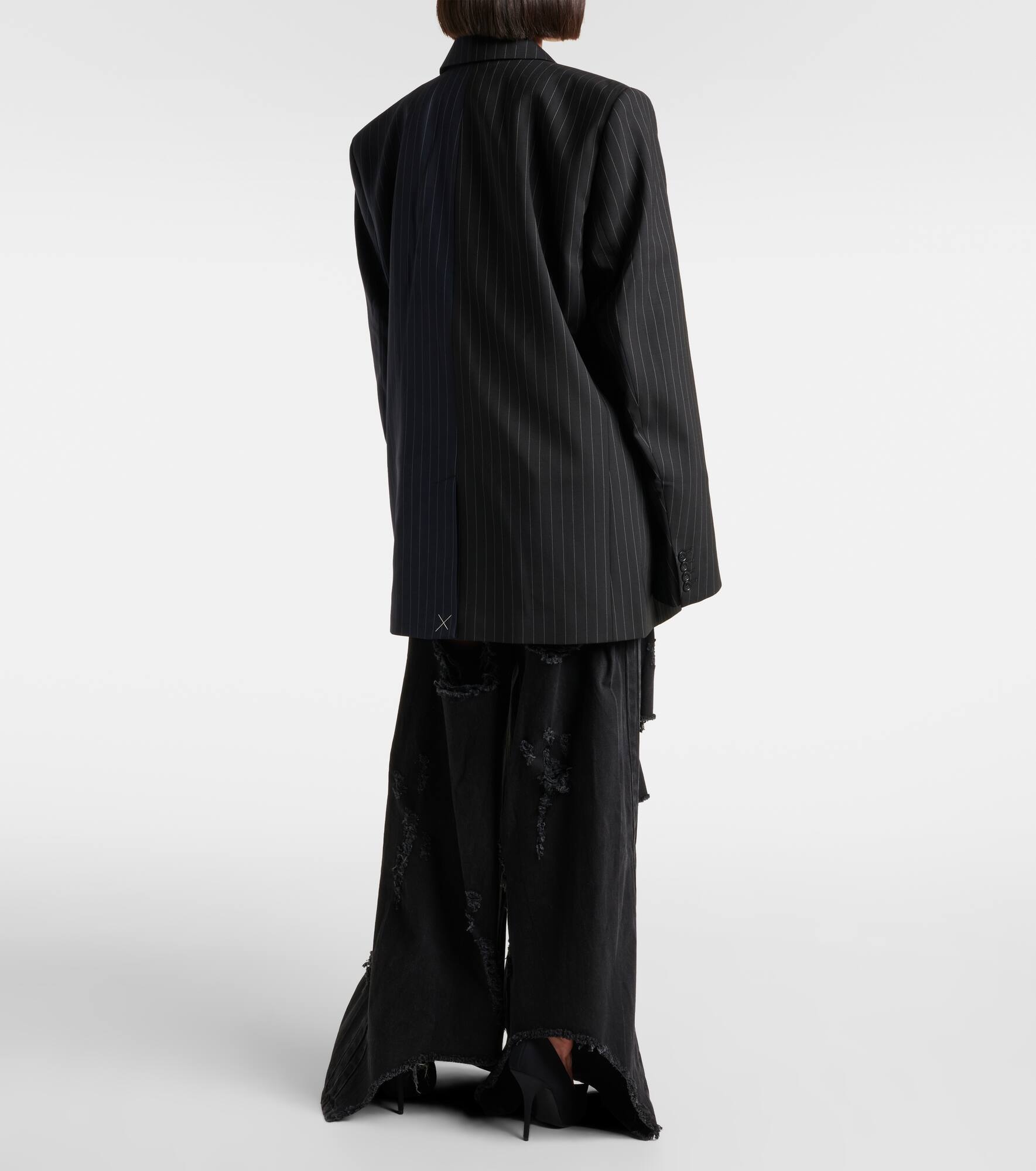 Pinstripe wool blazer - 3