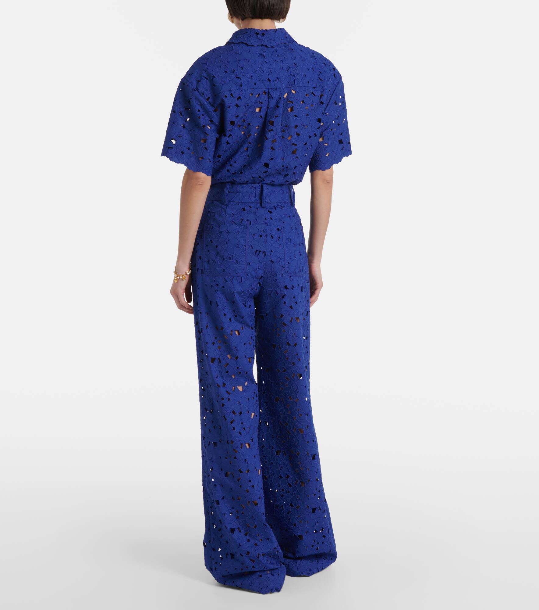 Zaffre broderie anglaise cotton flared pants - 3