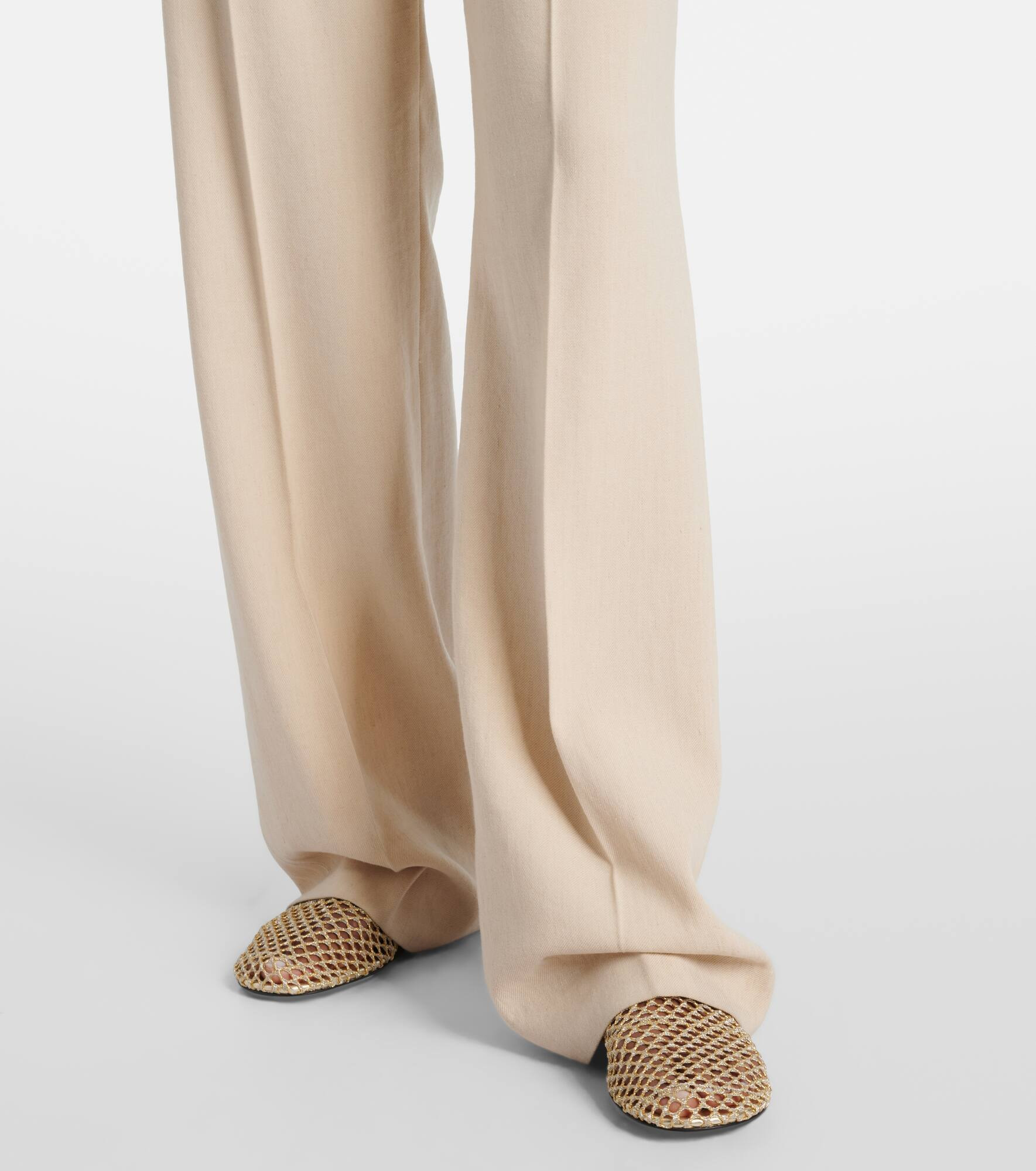 Belted linen and wool straight pants - 5