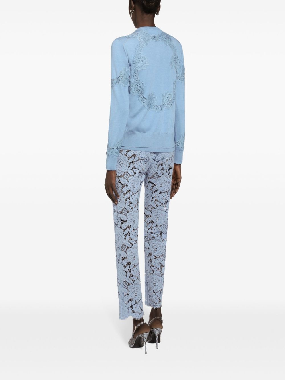 embroidered lace trousers - 5