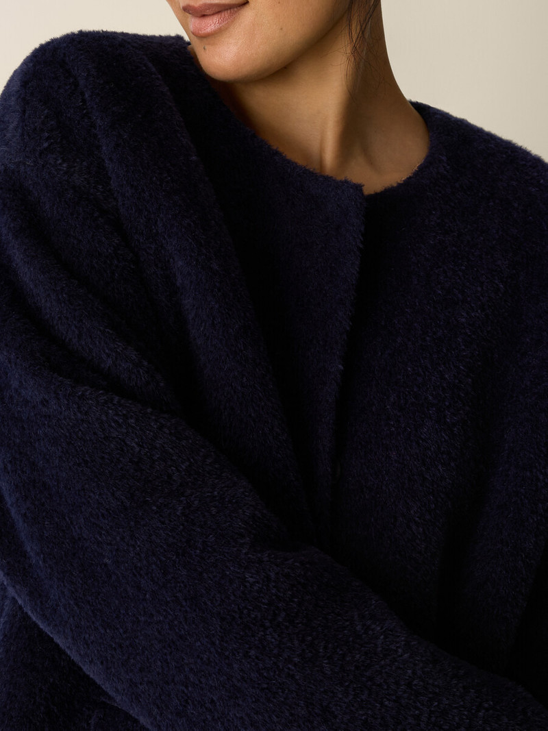 Fine Wool Alpaca Round Neck Coat 5