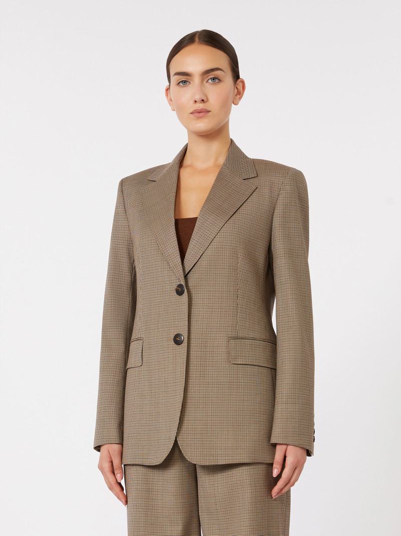 GIGANTE Patterned wool twill blazer - CARAMEL 3