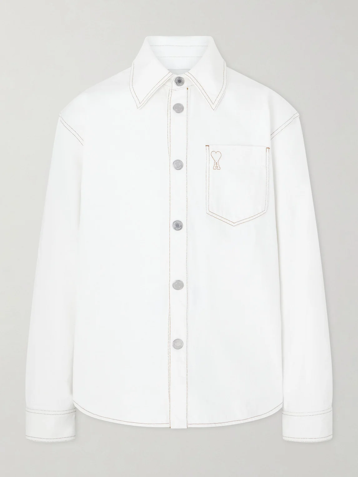 Logo-Embroidered Denim Overshirt - 1