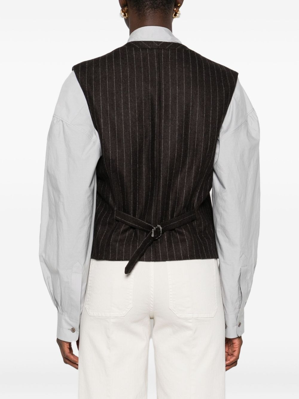pinstripe buttoned waistcoat - 4
