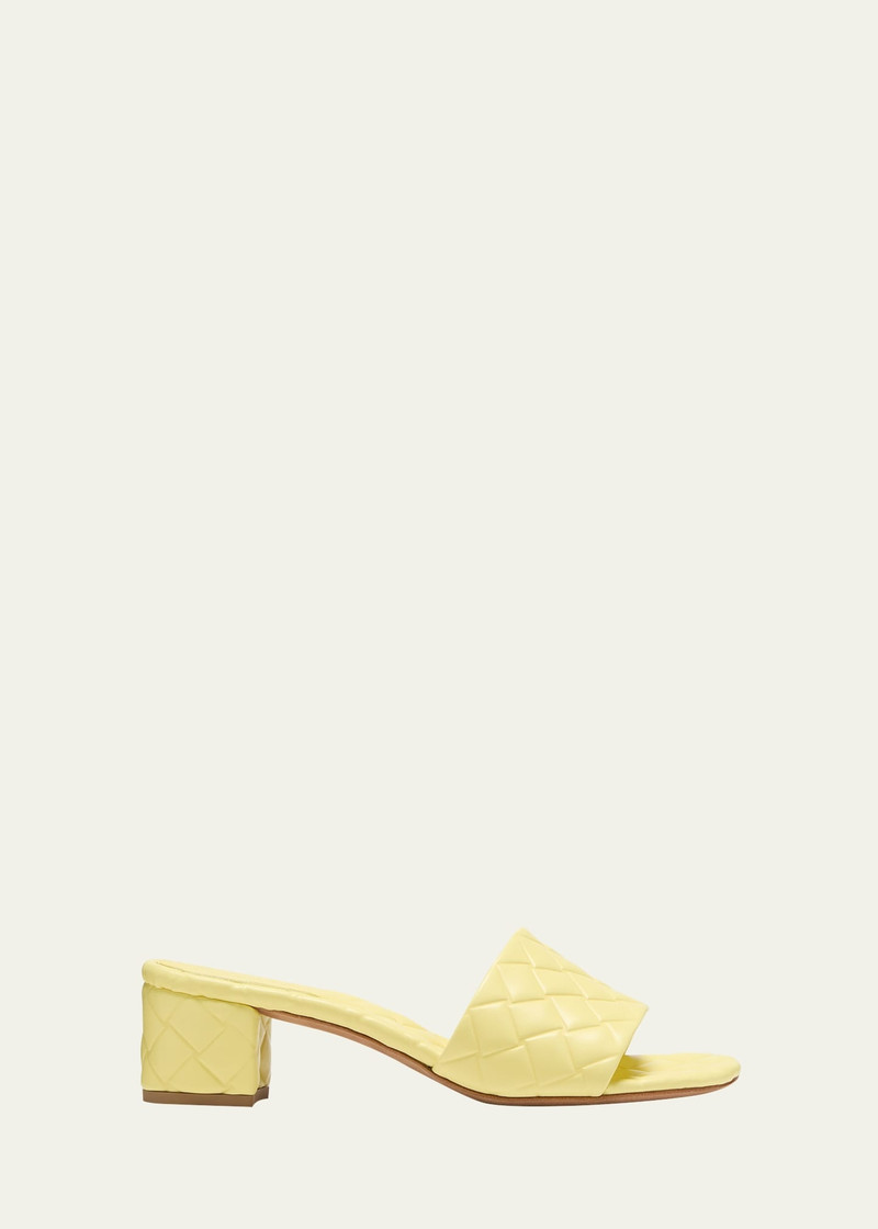 Quilted Leather Mule Sandals - 1