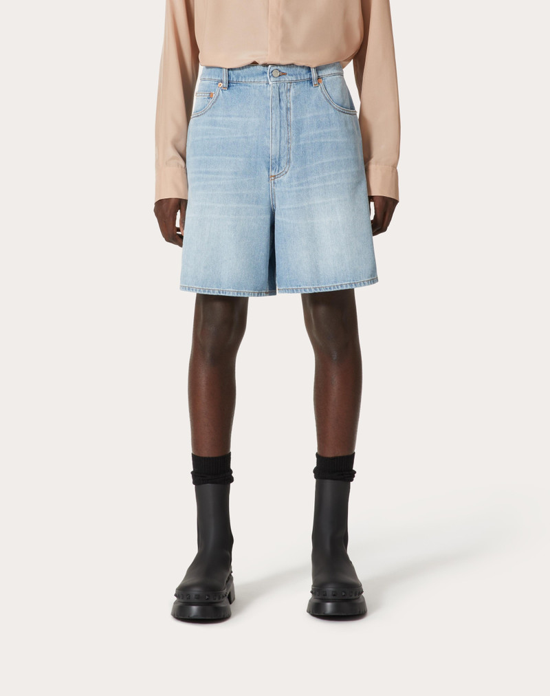 DENIM BERMUDA SHORTS WITH EMBOSSED VLOGO SIGNATURE 3