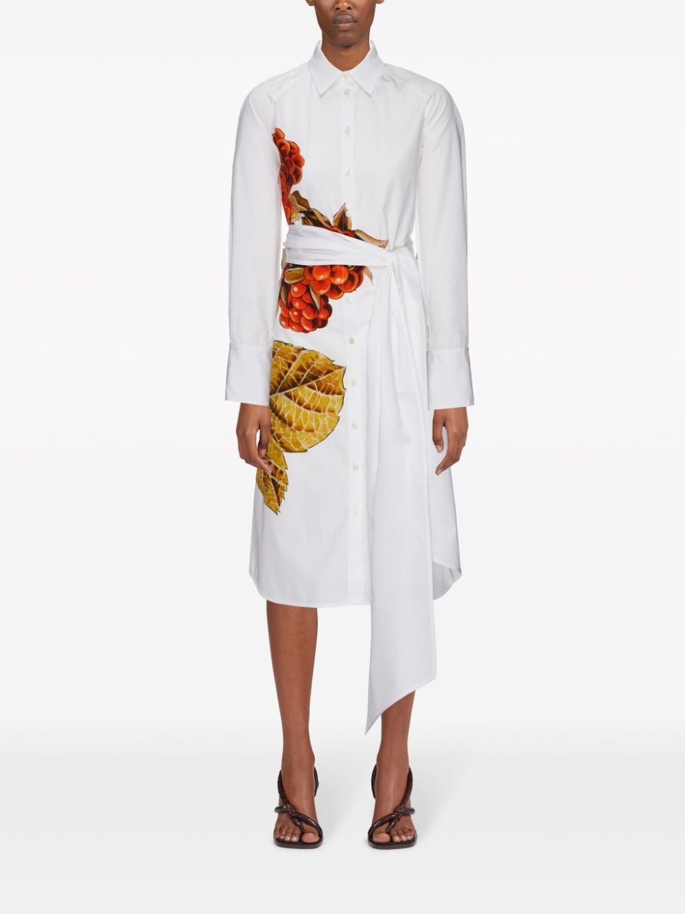 botanical-print cotton shirtdress - 2