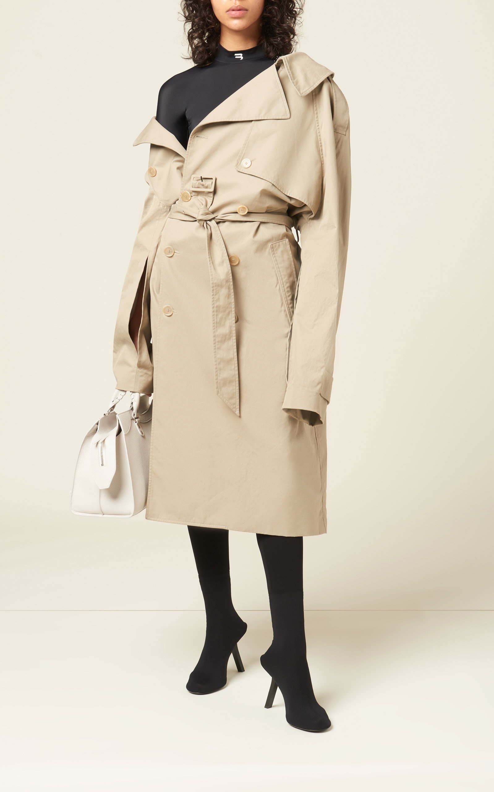 Off-The-Shoulder Cotton Trench Coat neutral - 3