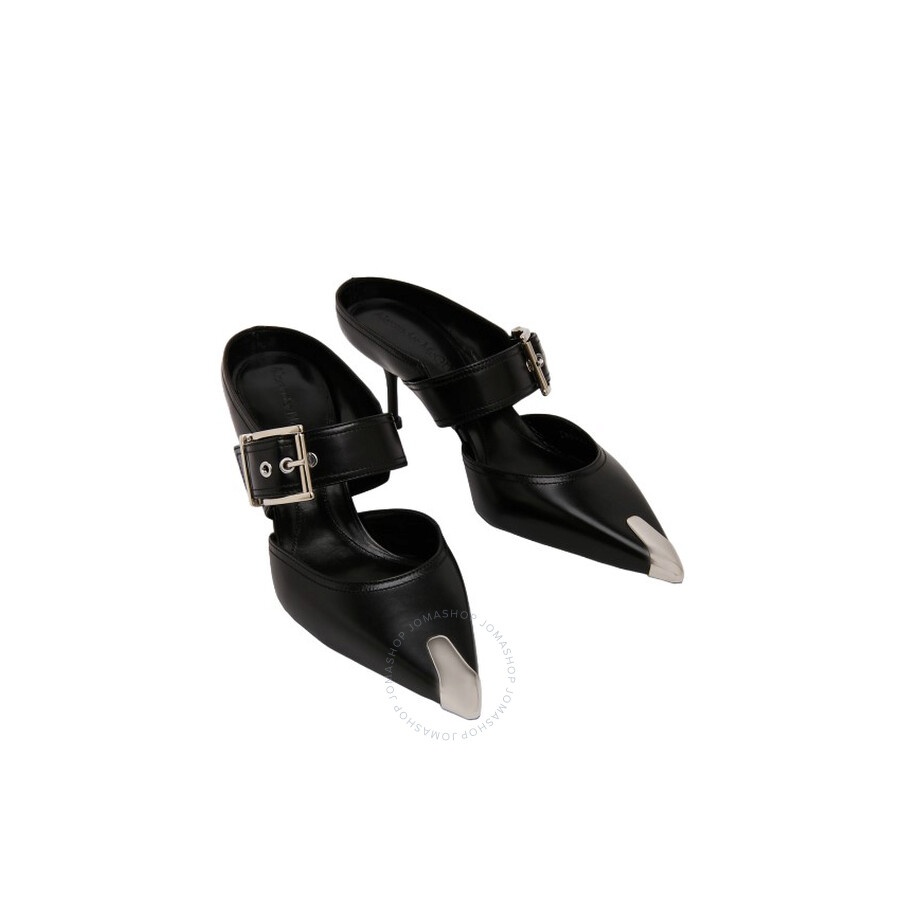 Alexander Mcqueen Punk Buckle Leather Mules - 3