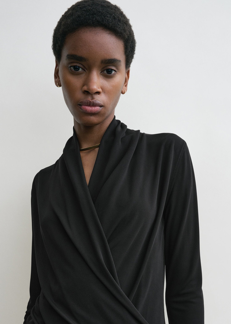 Overlapped jersey top black 4