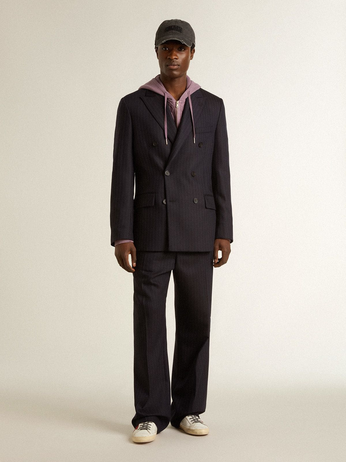Men's wool joggers with vertical thin stripes - 3