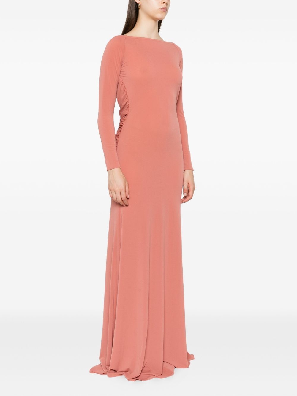 open-back long-sleeve maxi dress - 3