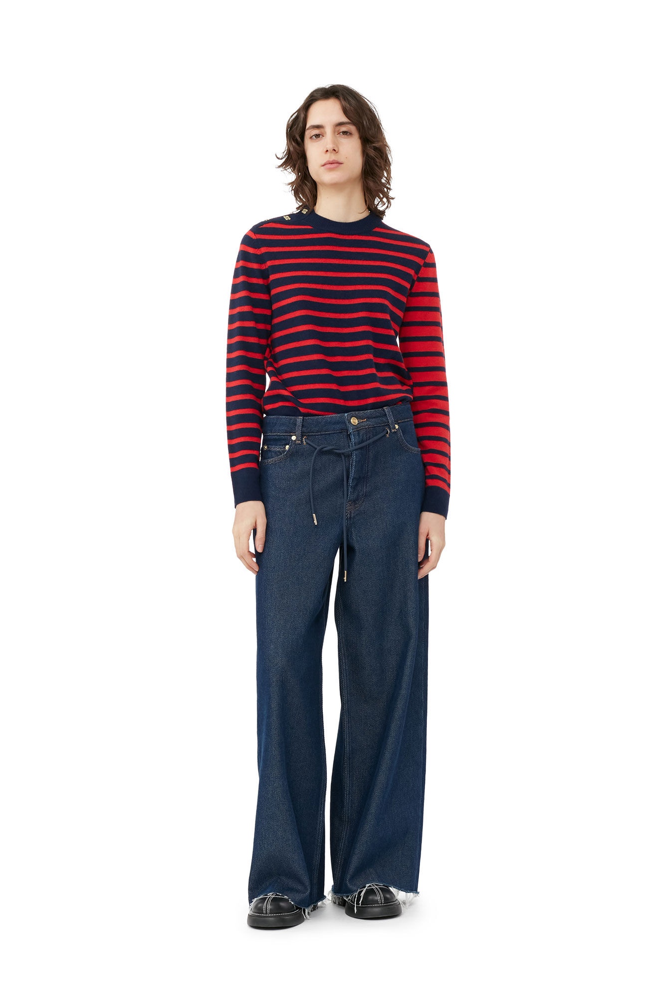 HEAVY DENIM WIDE DRAWSTRING JEANS - 2