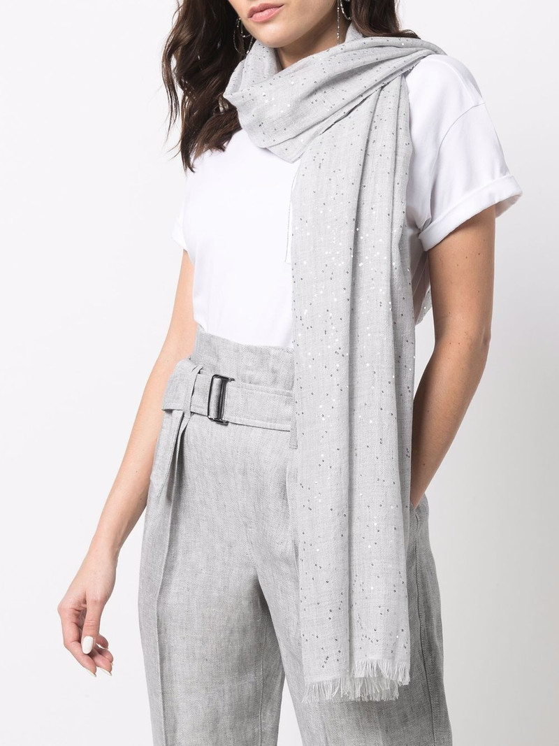 Brunello Cucinelli sequin-detail fine scarf outlook