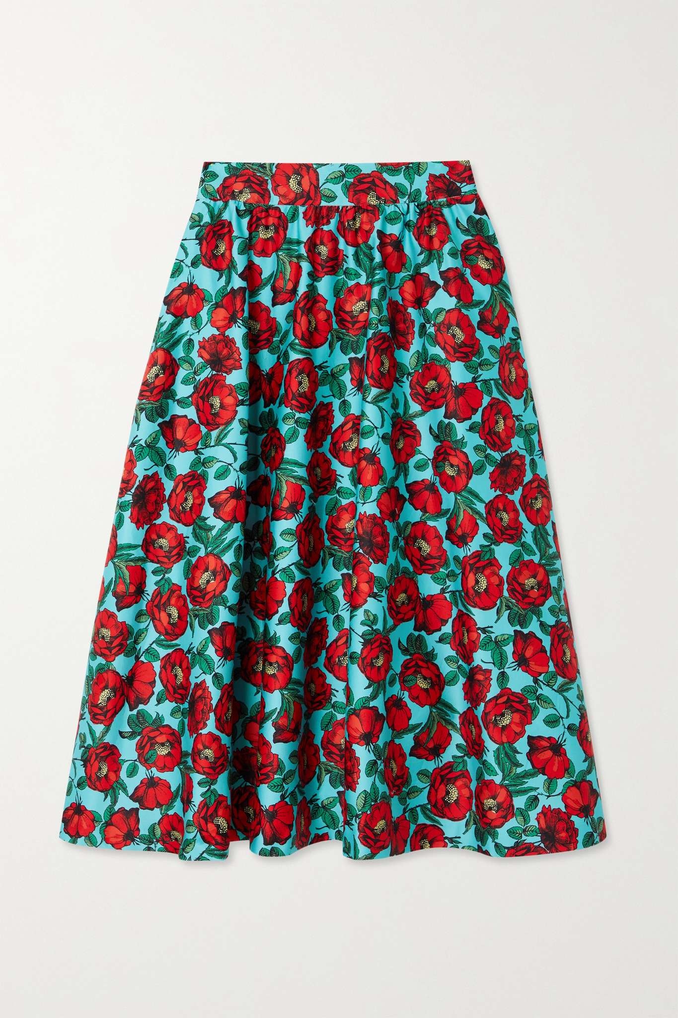 Earla floral-print cotton-blend midi skirt - 1