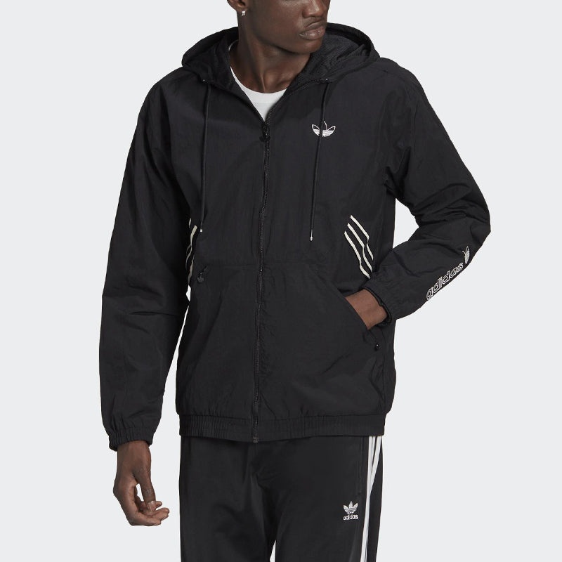 adidas originals Sprt Arc Wndbkr Casual Sports Hooded Jacket Black GN5505 - 2