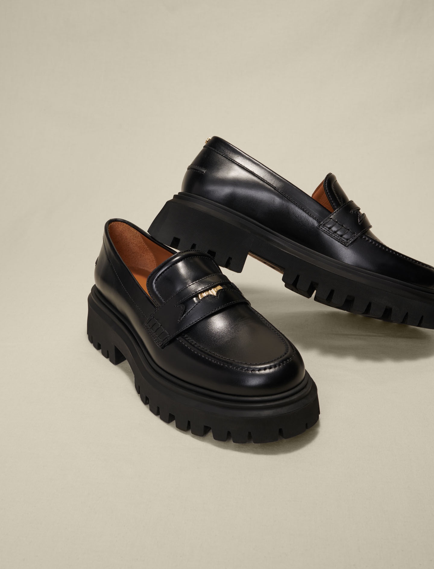 Leather platform loafers - 5