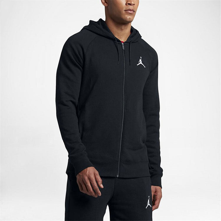 Air Jordan Embroidered Knit Hooded Jacket Men's Black AH3932-010 - 7