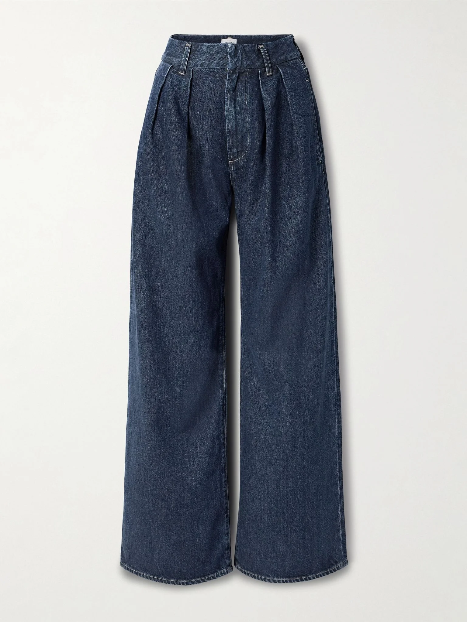 Petra pleated high-rise wide-leg jeans Dark denim - 1
