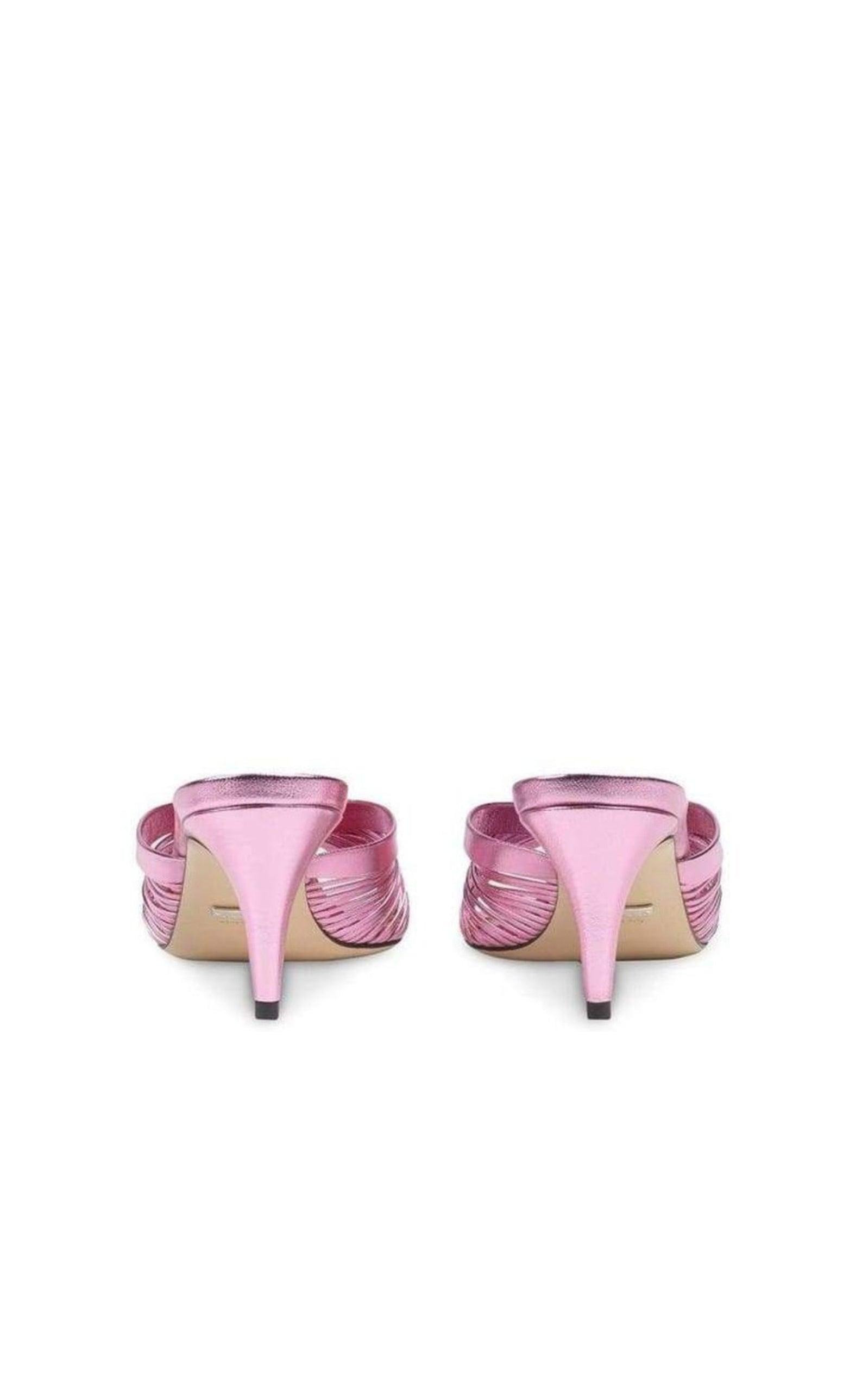 Knotted Metallic Leather Mid-Heel Bow Mule - 3