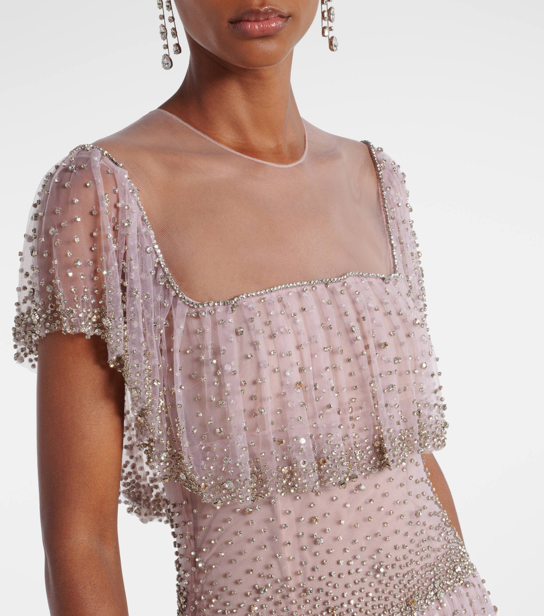 Crystal-embellished tiered gown - 4