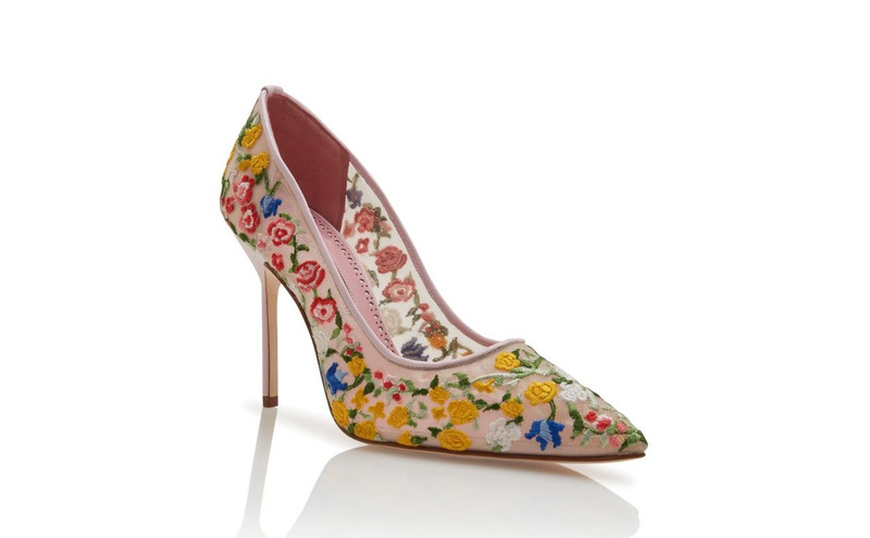 Multicoloured Mesh Floral Embroidered Pumps 3