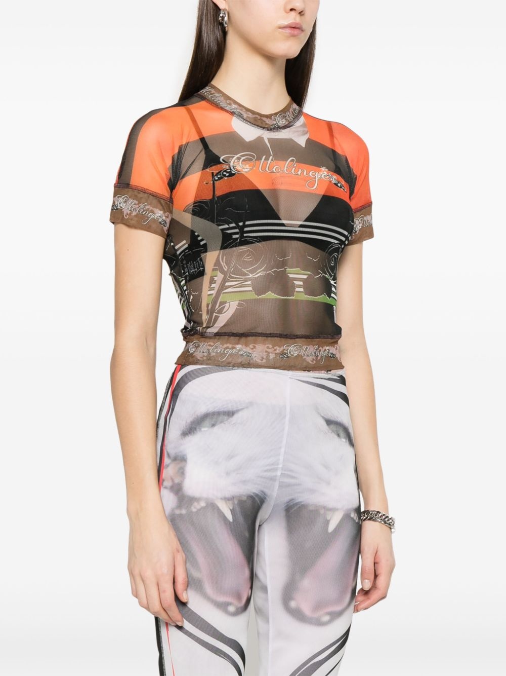 polo-print mesh T-shirt - 3