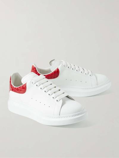 Alexander McQueen Exaggerated-Sole Croc-Effect Trimmed Leather Sneakers outlook