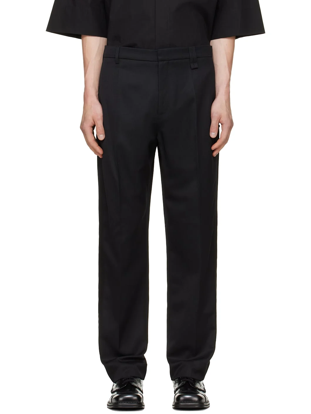 Black Straight Leg Tux Trousers - 1