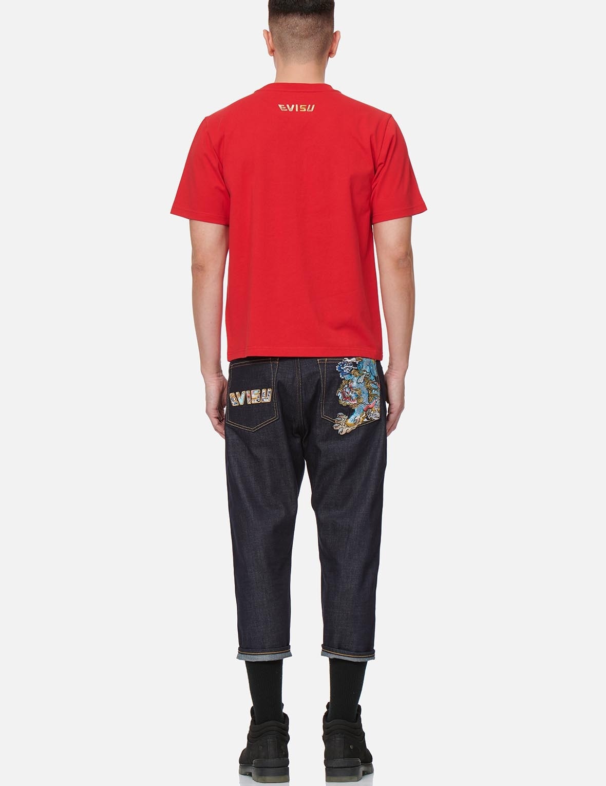 KOMAINU AND LOGO EMBROIDERY CROPPED FIT JEANS #2027 - 5