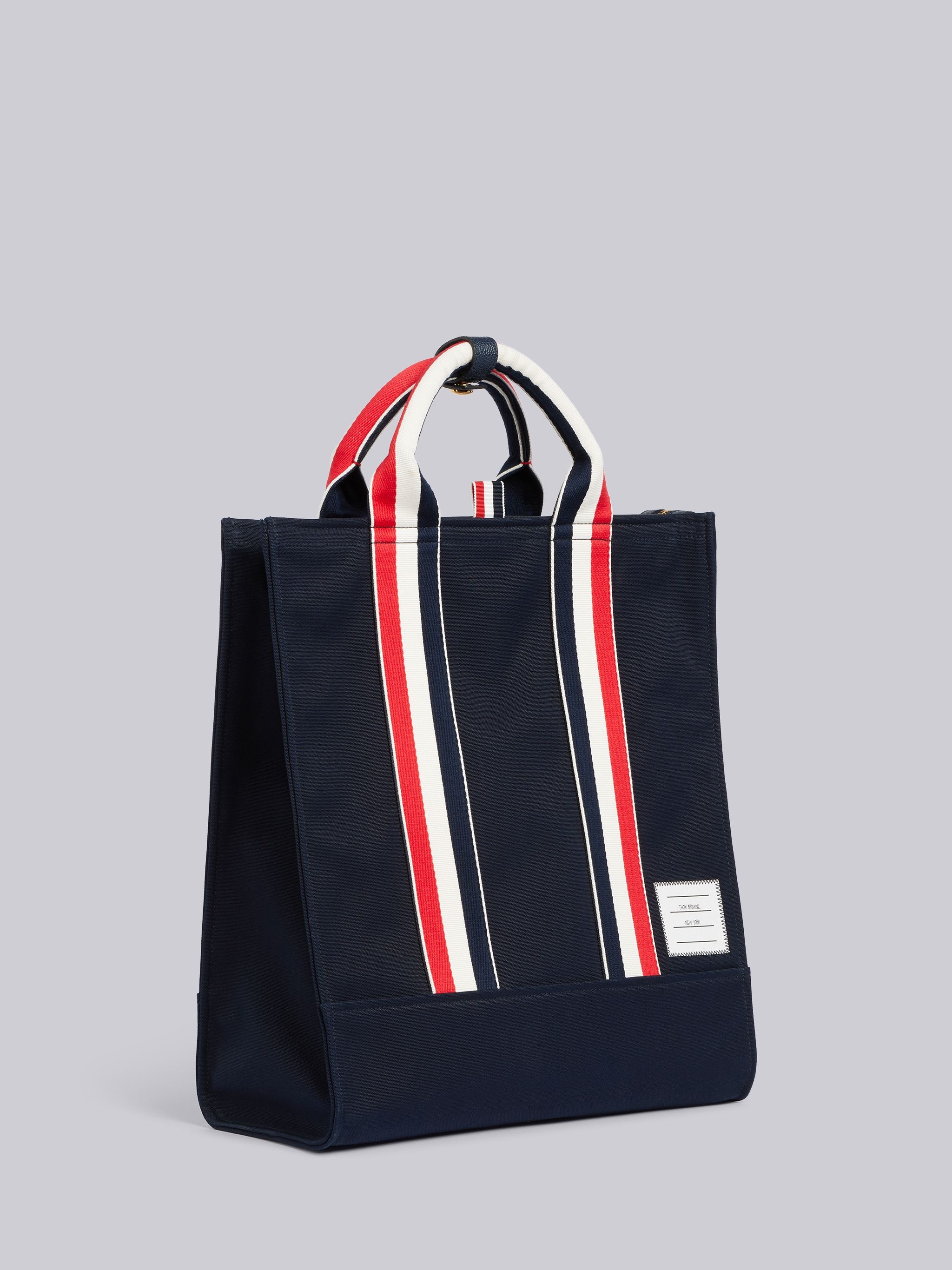 Navy Canvas Interlock Backing Lined Tote - 3